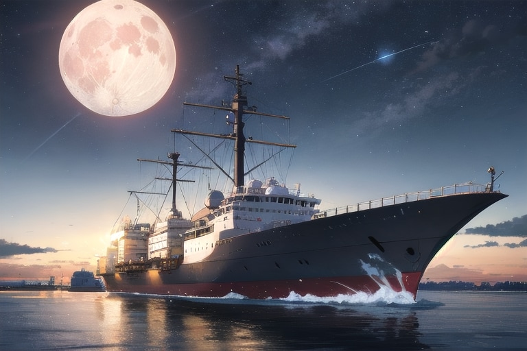 軍艦と月夜 | の人気AIイラスト・グラビア