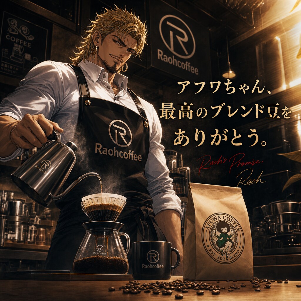 アフワ珈琲ブレンドでコーヒーを淹れる店長 | の人気AIイラスト・グラビア