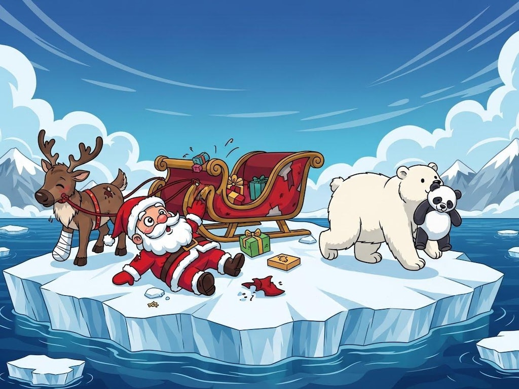 流氷で漂流するサンタクロース・２