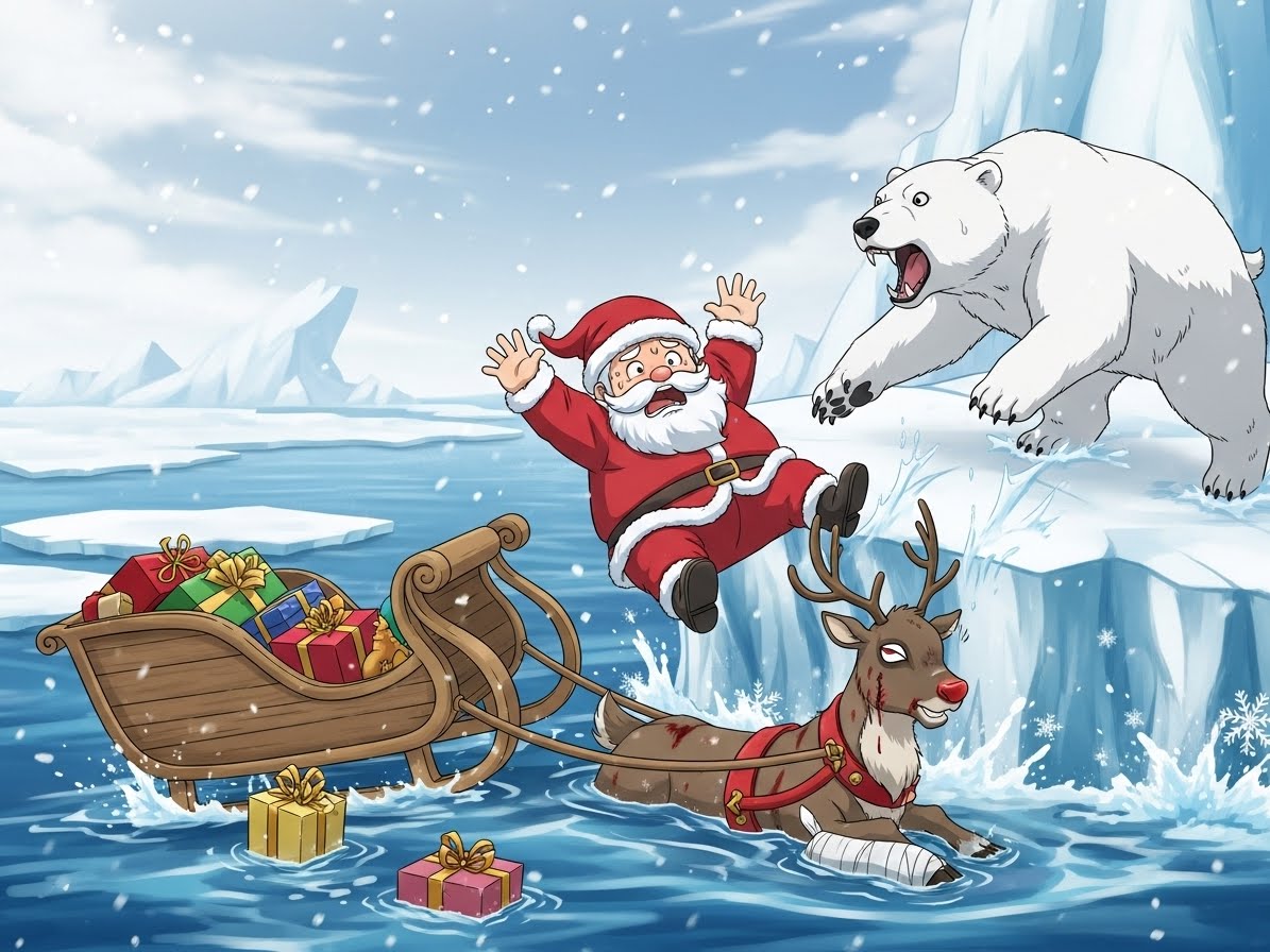 流氷で漂流するサンタクロース・２ | の人気AIイラスト・グラビア