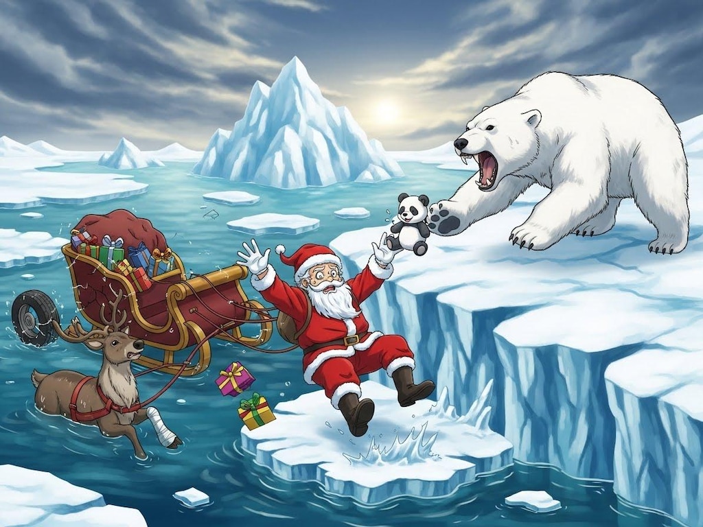 流氷で漂流するサンタクロース・２