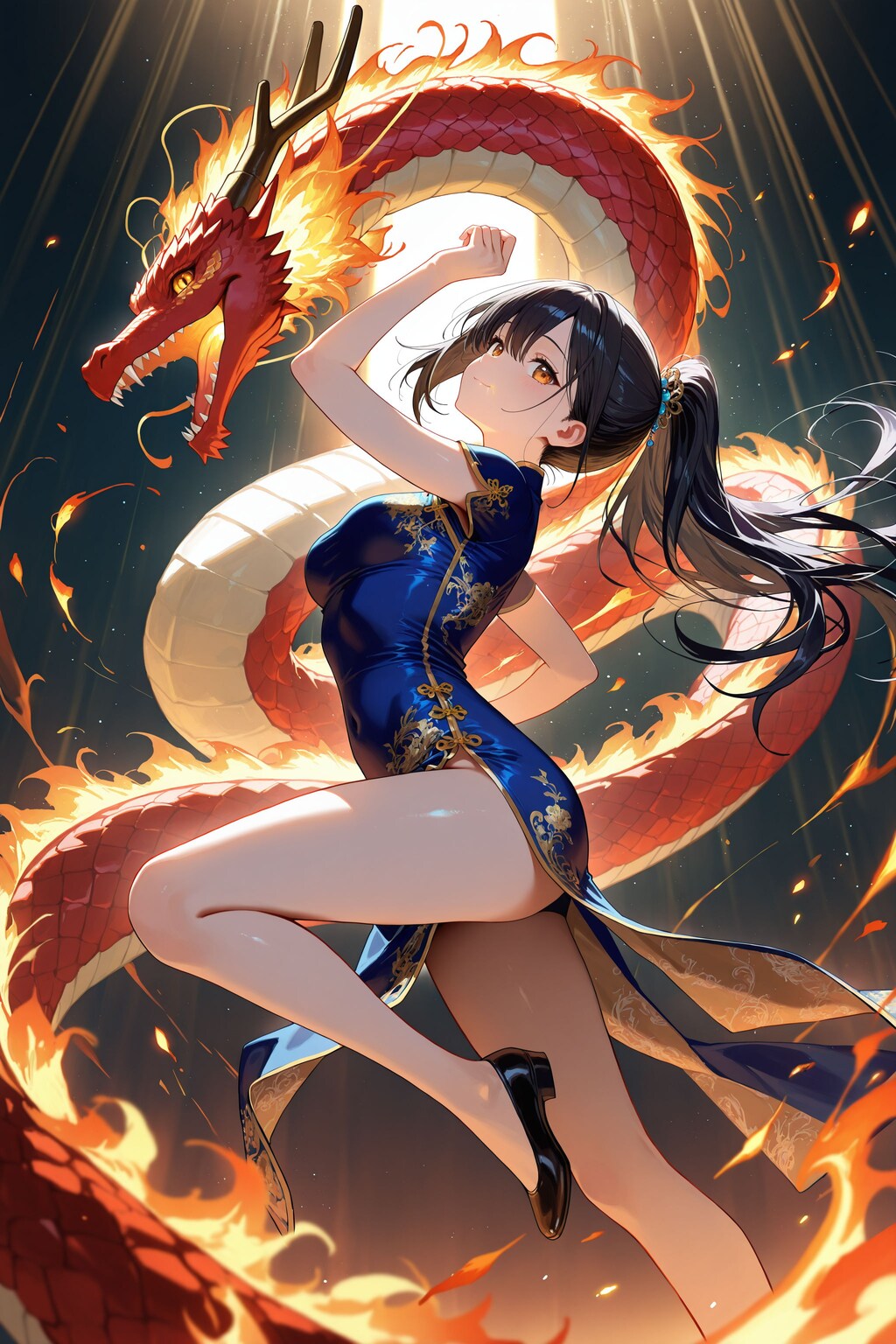 ドラゴン使いの少女（美龍さんと火竜サラマンダーさん）