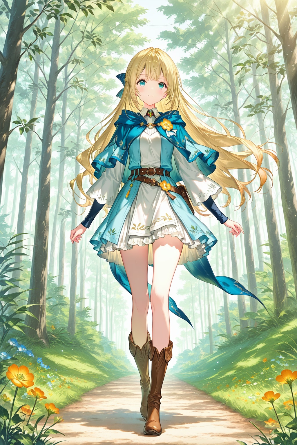 花の道標と冒険の朝 | の人気AIイラスト・グラビア