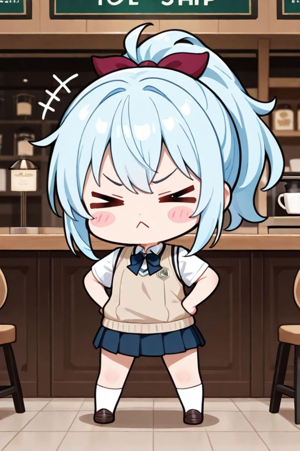 不機嫌な青髪ちゃん