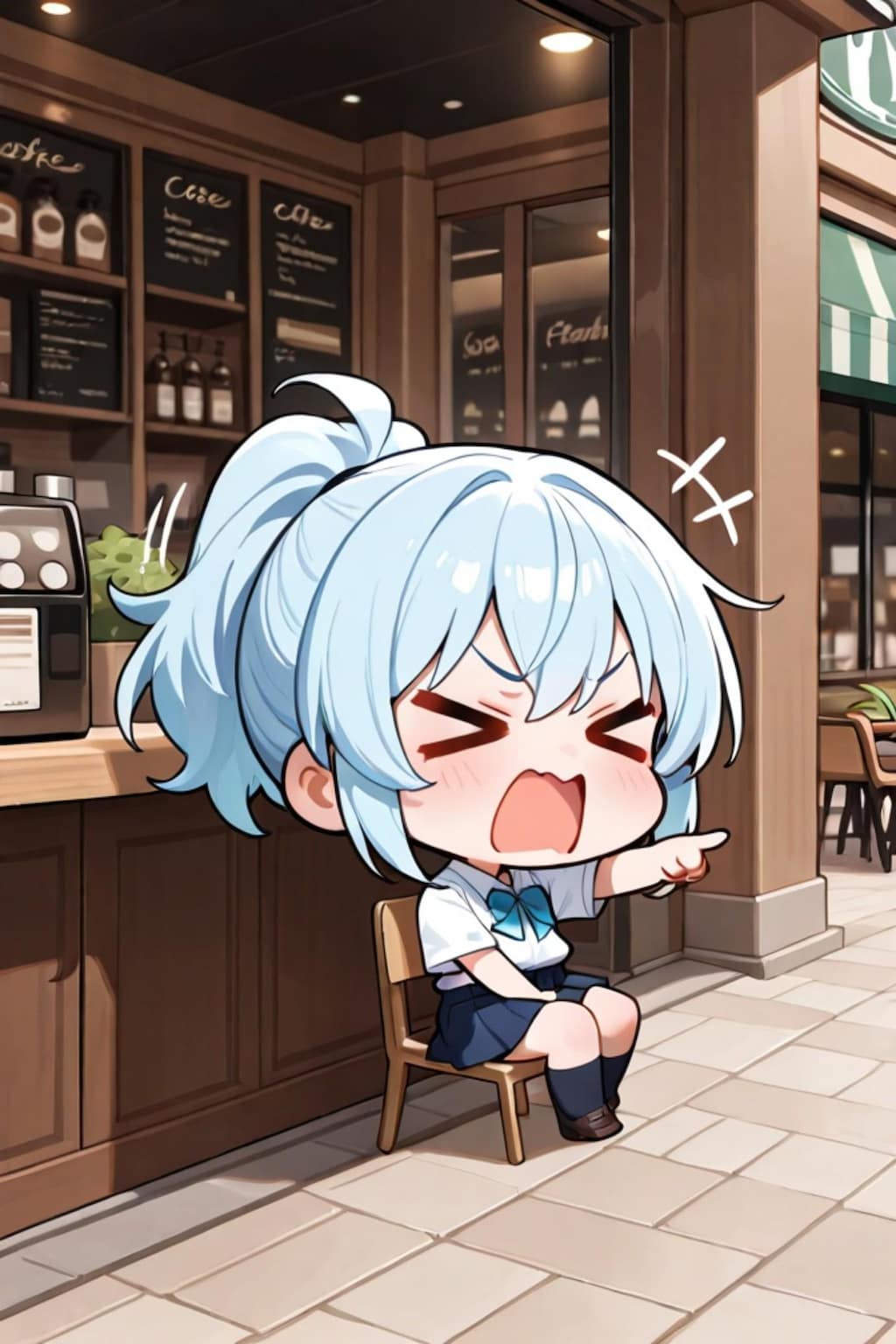 不機嫌な青髪ちゃん