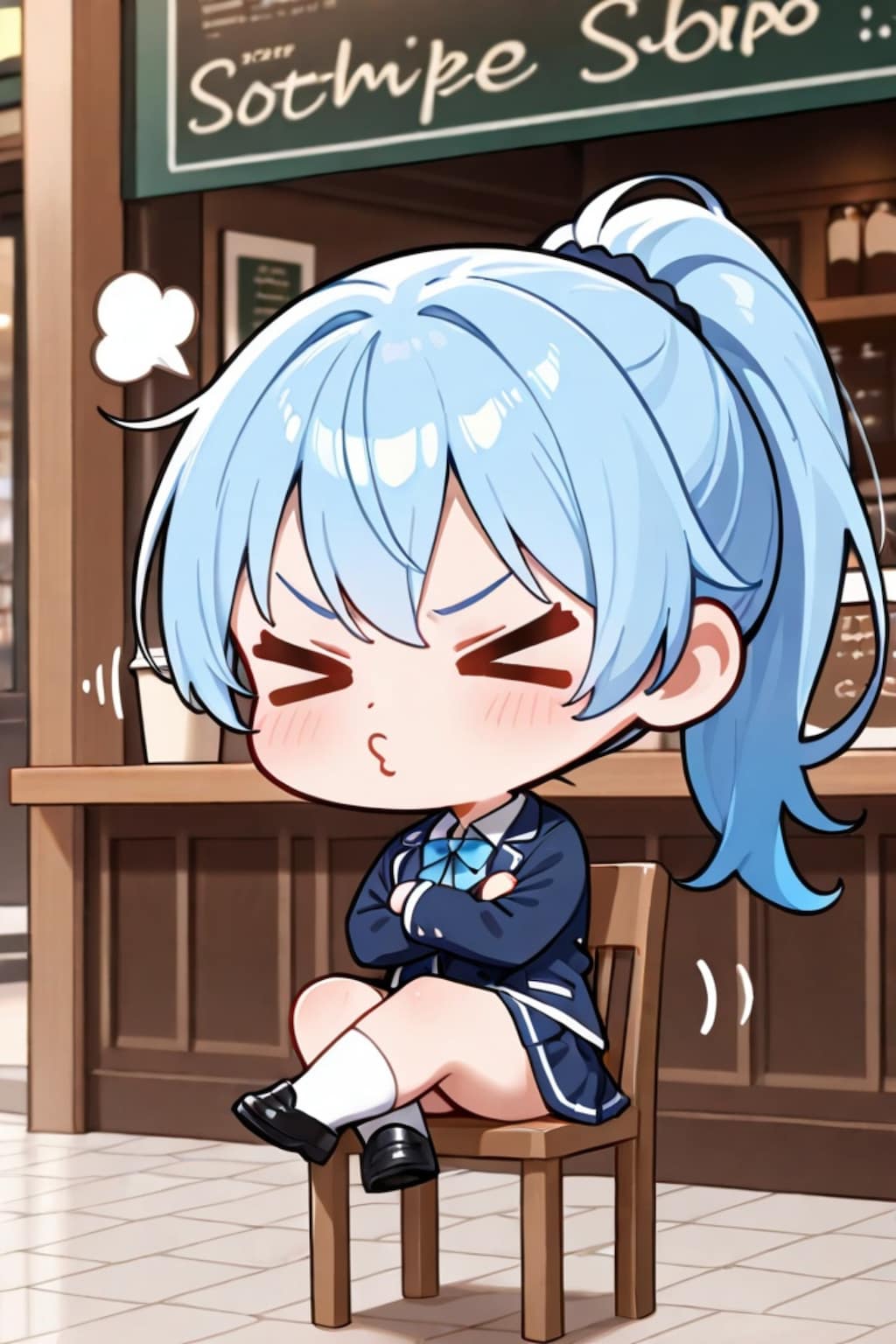 不機嫌な青髪ちゃん