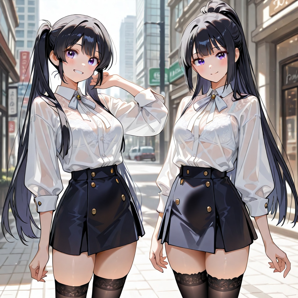 ツインテちゃんとポニテちゃん　銀座の路地裏散歩
