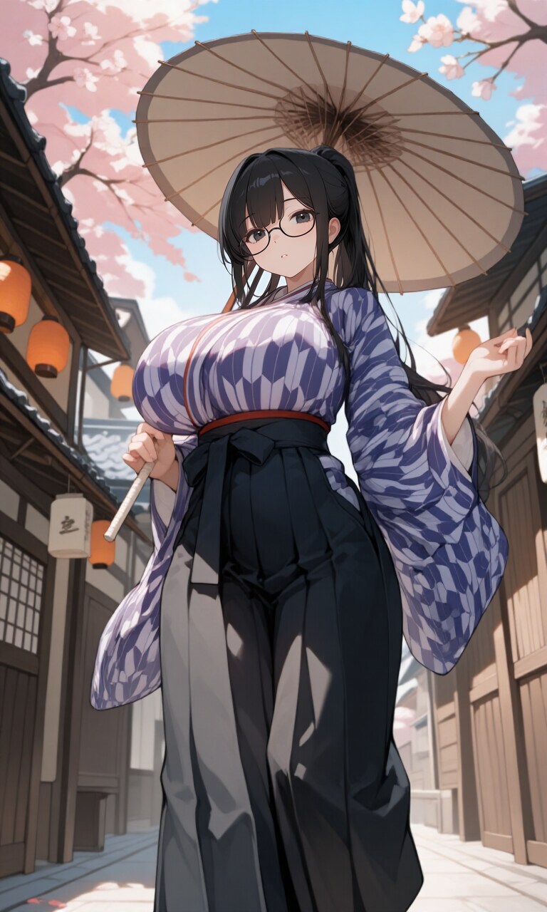 大正の黒髪ポニテさん