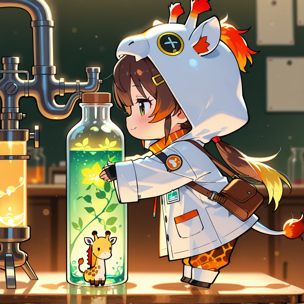 謎の実験室のキリン着ぐるみちび子ちゃん | の人気AIイラスト・グラビア