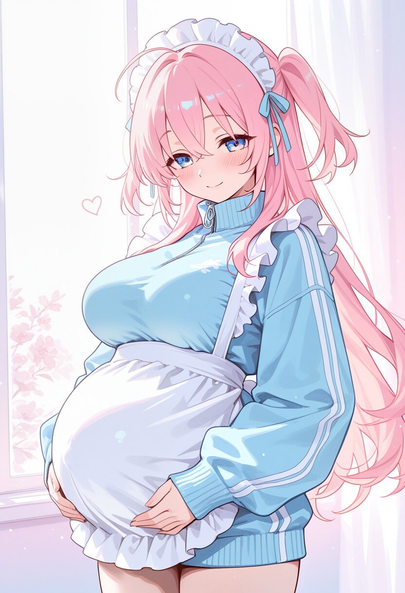 孕みデカ乳ジャージメイドちゃん‎(　˙ ؂ ˙　) | の人気AIイラスト・グラビア