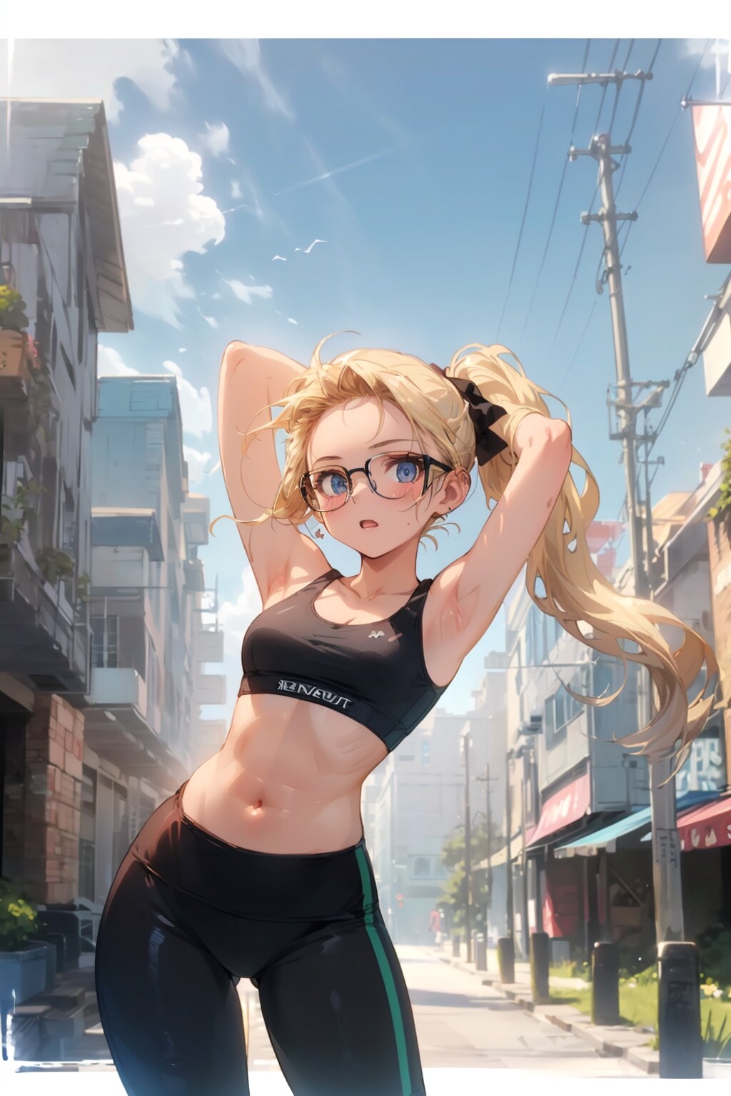 スポーツウェアの眼鏡っ娘