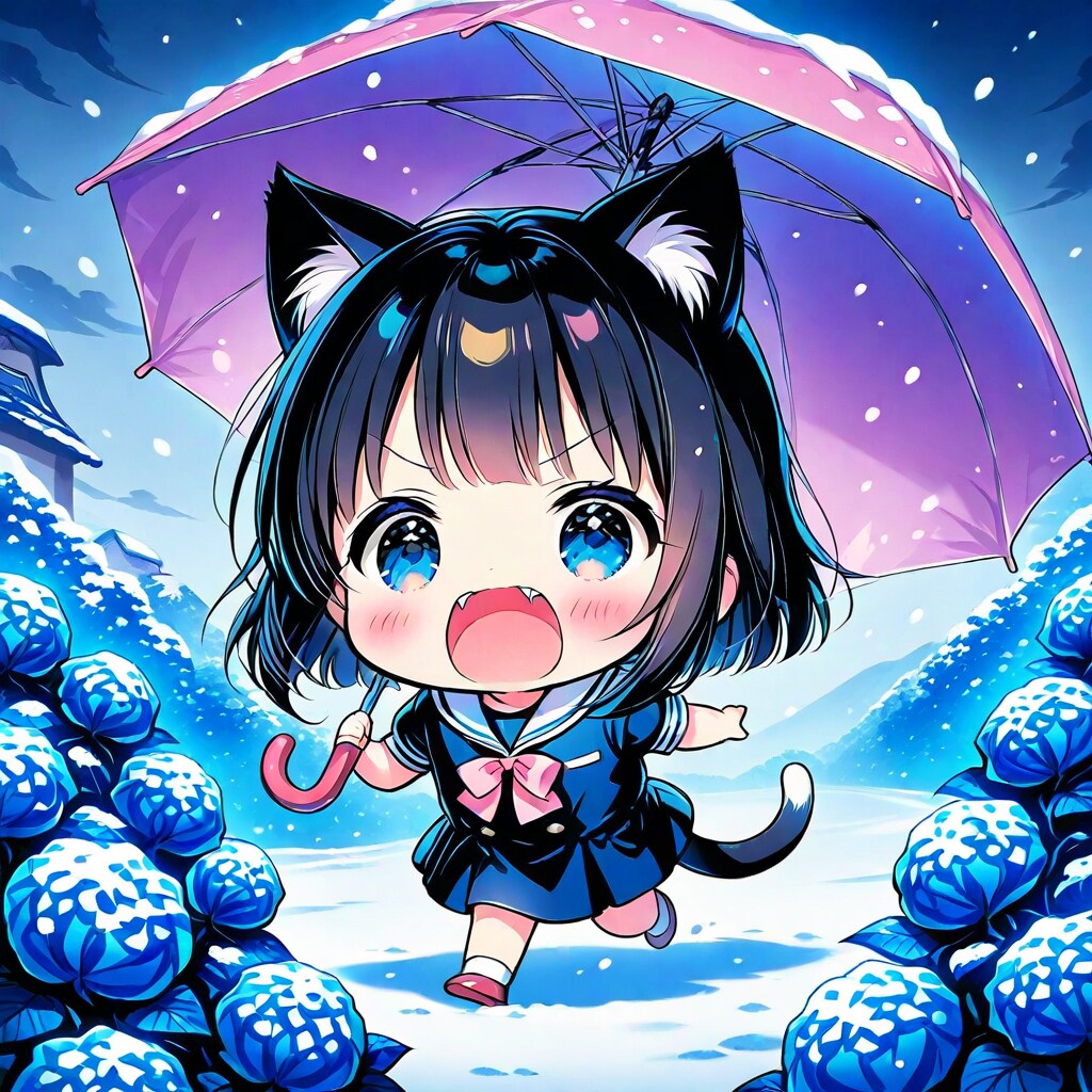 今日が暑いからって、急に冬景色にするにゃ💢 | の人気AIイラスト・グラビア