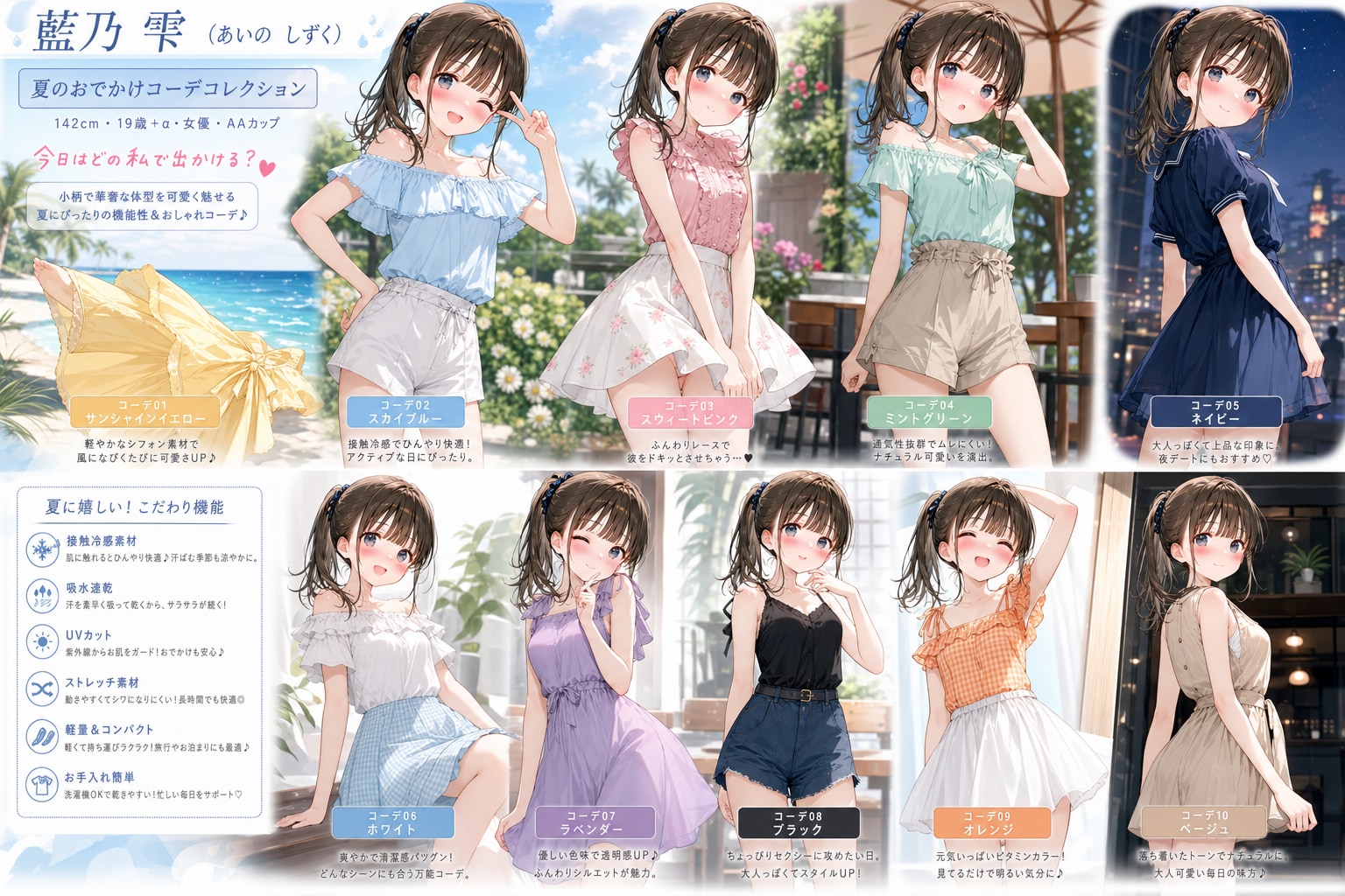 色々雫ちゃん夏コーデ♪　どれが似合います？by藍乃雫