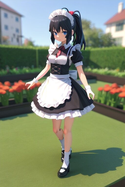 黒髪ポニテメイドさん | の人気AIイラスト・グラビア