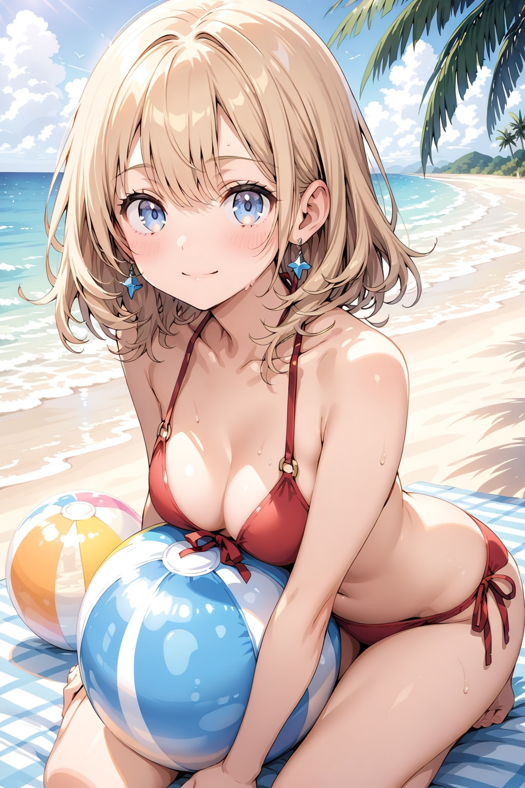 赤ビキニと金髪少女