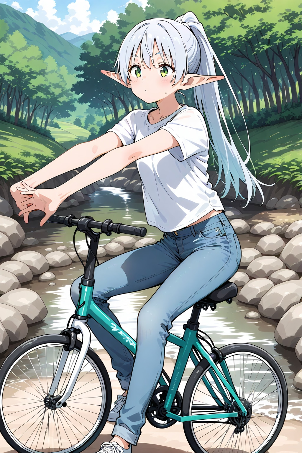 一輪車に乗ってくれないエルフの女の子