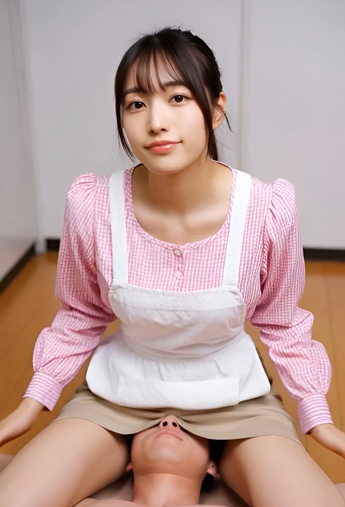 保母さん、顔にまたがり
