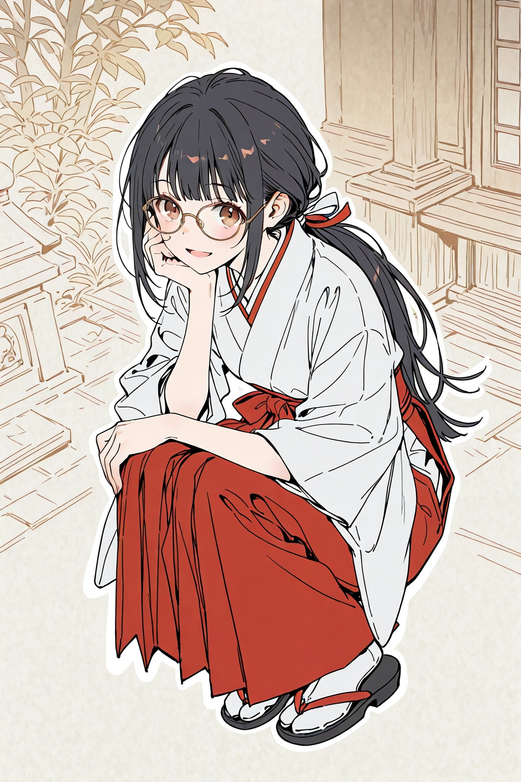 メガネ巫女さん3 | の人気AIイラスト・グラビア