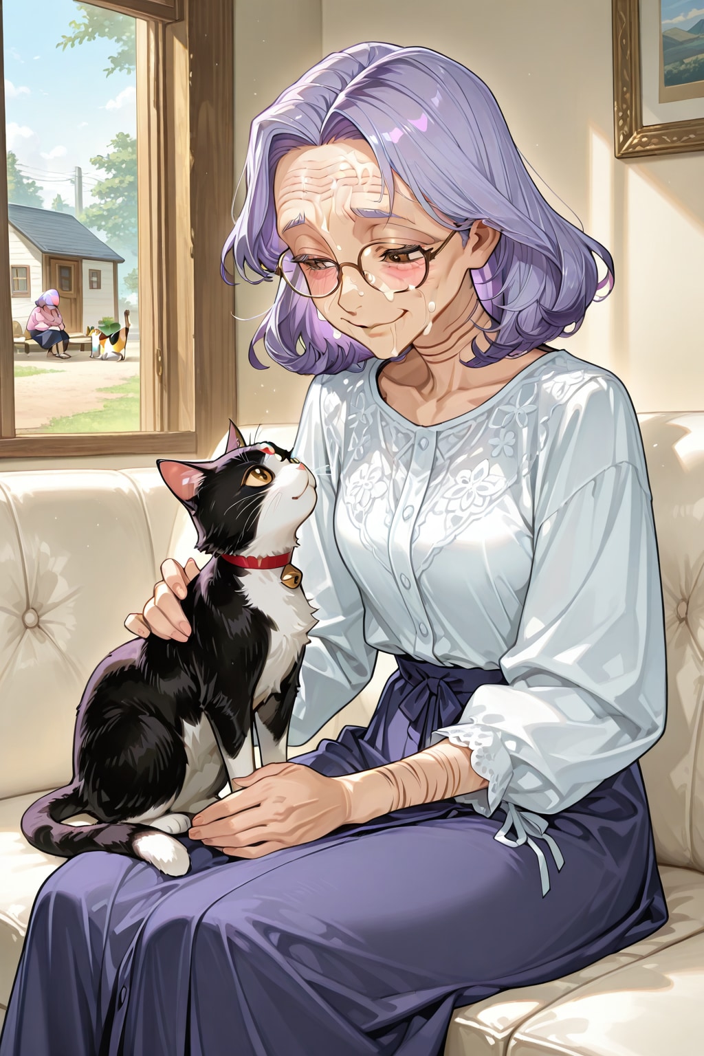 お祖母ちゃんと猫？