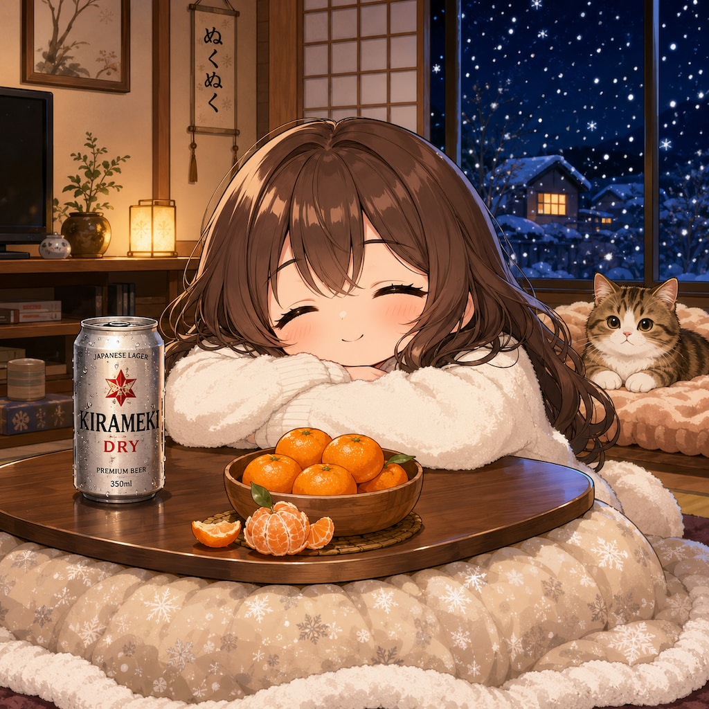 こたつとみかんと小さな女の子