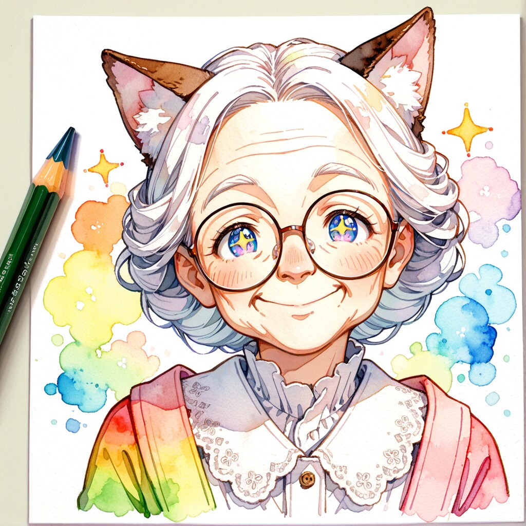 猫耳と笑顔の老人