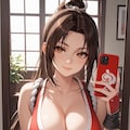 自撮りをする不知火舞　イラスト 2枚目