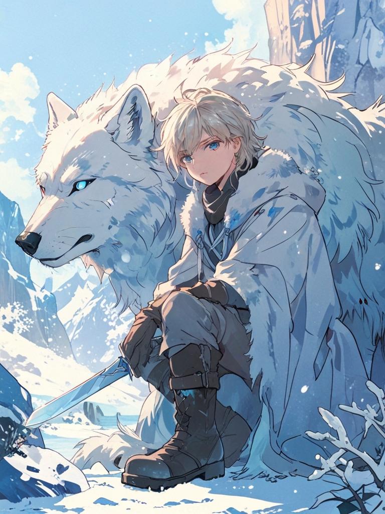 白狼と若い剣士 | の人気AIイラスト・グラビア