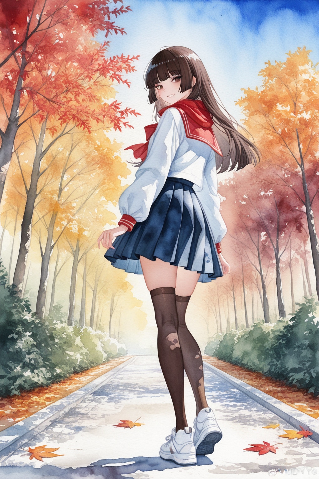 秋のセーラー服娘