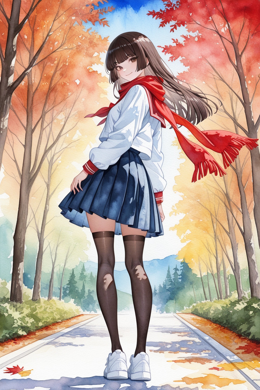 秋のセーラー服娘