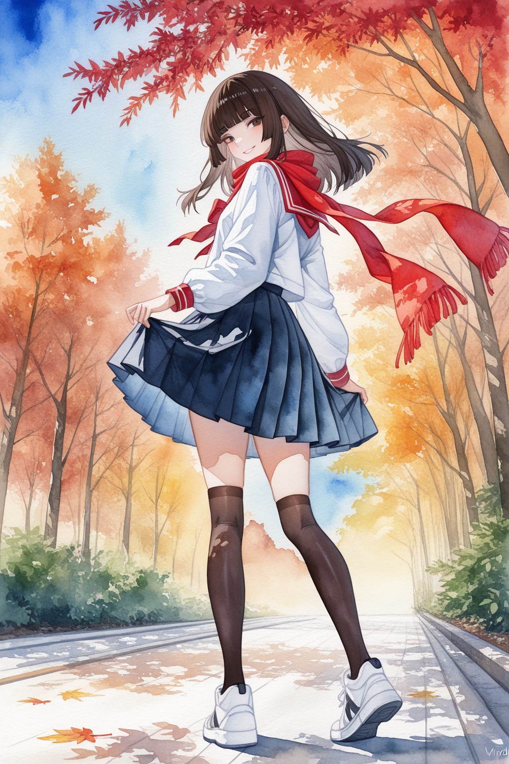秋のセーラー服娘