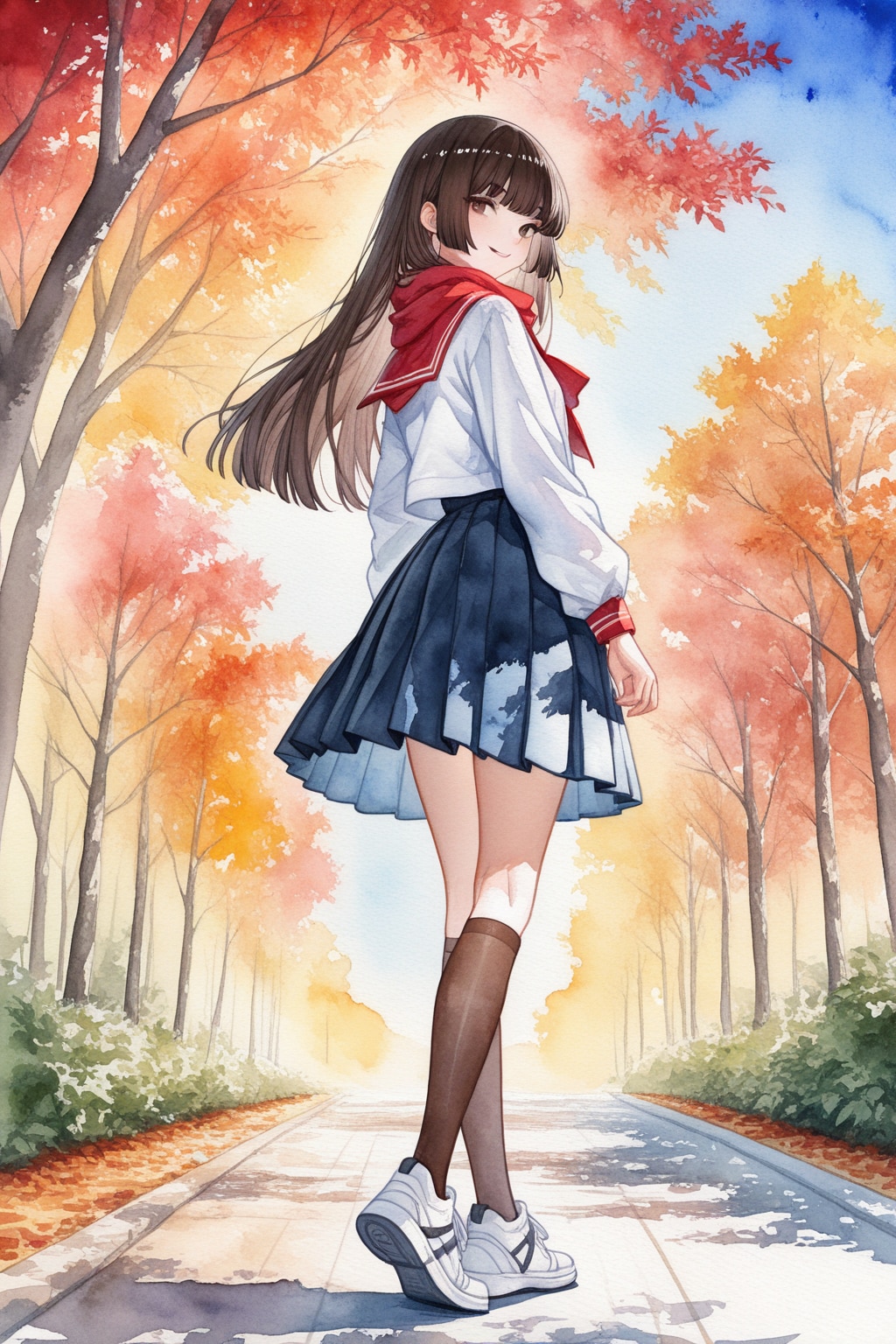 秋のセーラー服娘