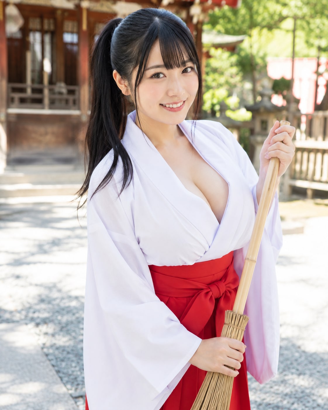 幼馴染の爆乳巫女