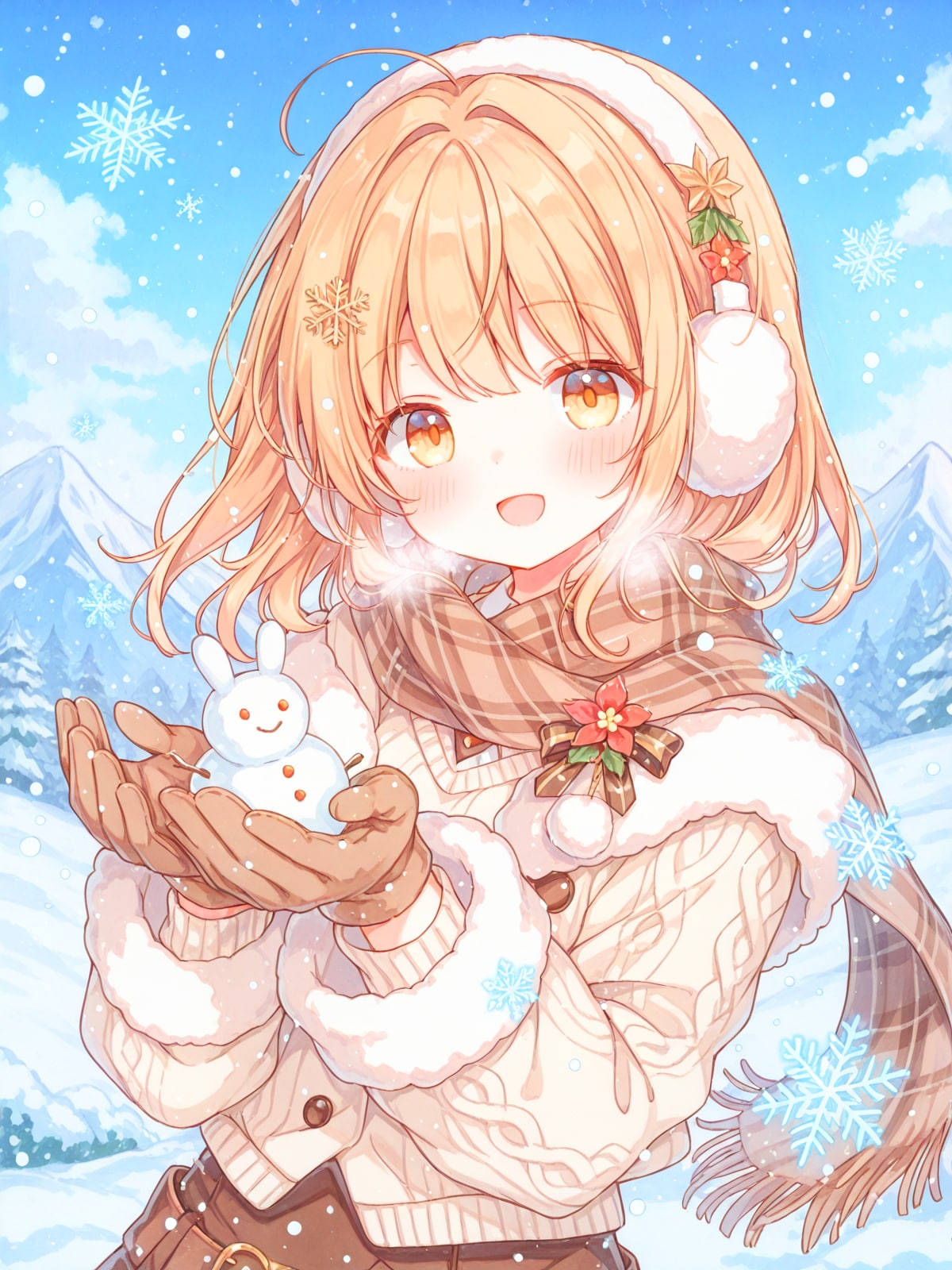 白い冬の小さな雪うさぎ | の人気AIイラスト・グラビア