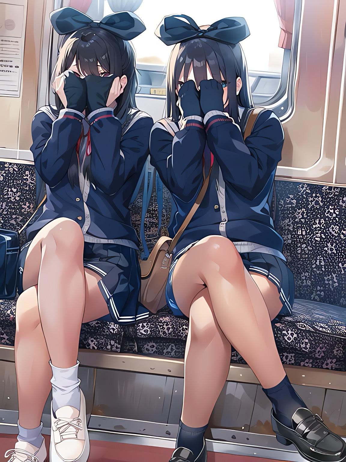 遠足から帰る女子高生！