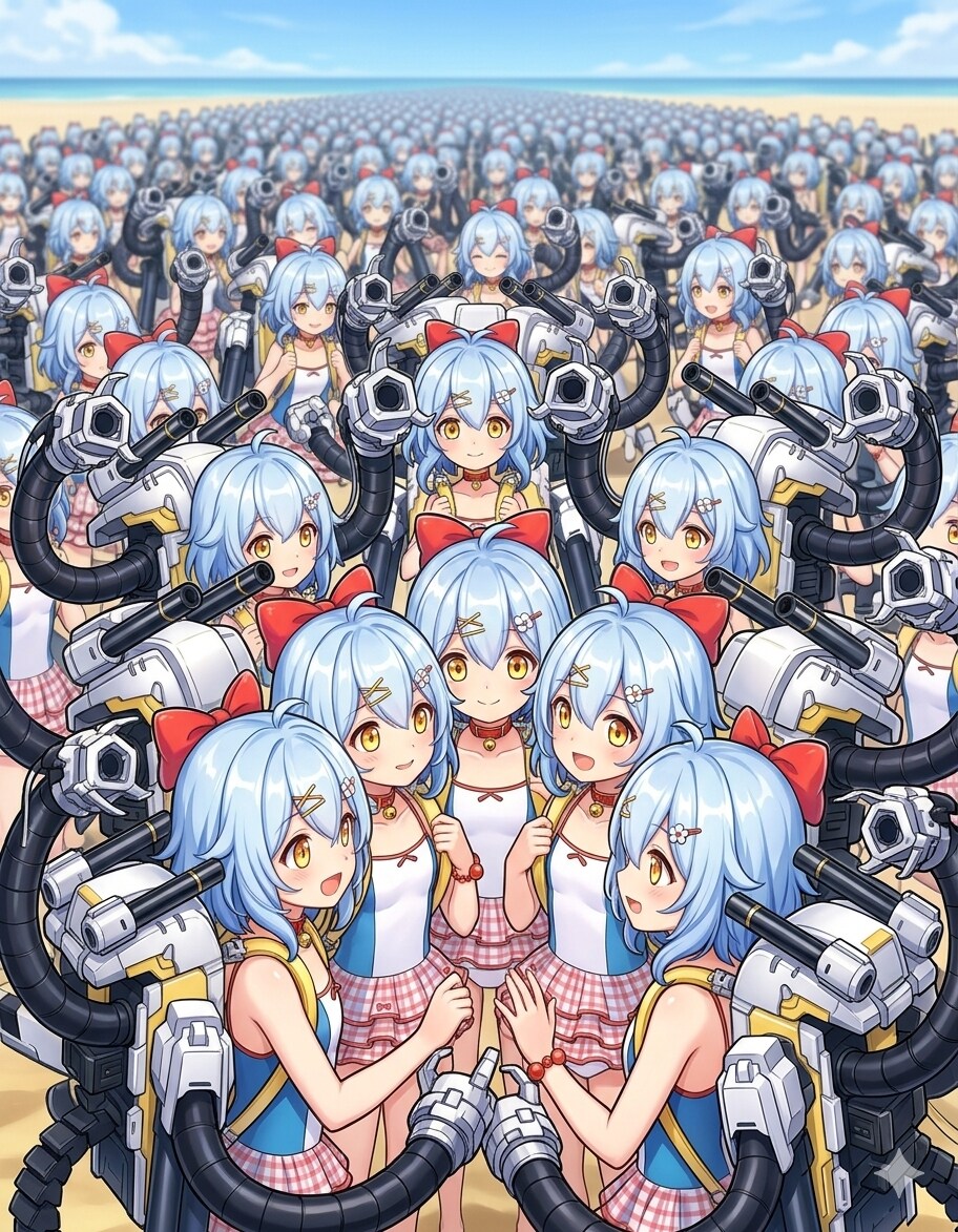 増殖した水着リコちゃん達の合同演習2