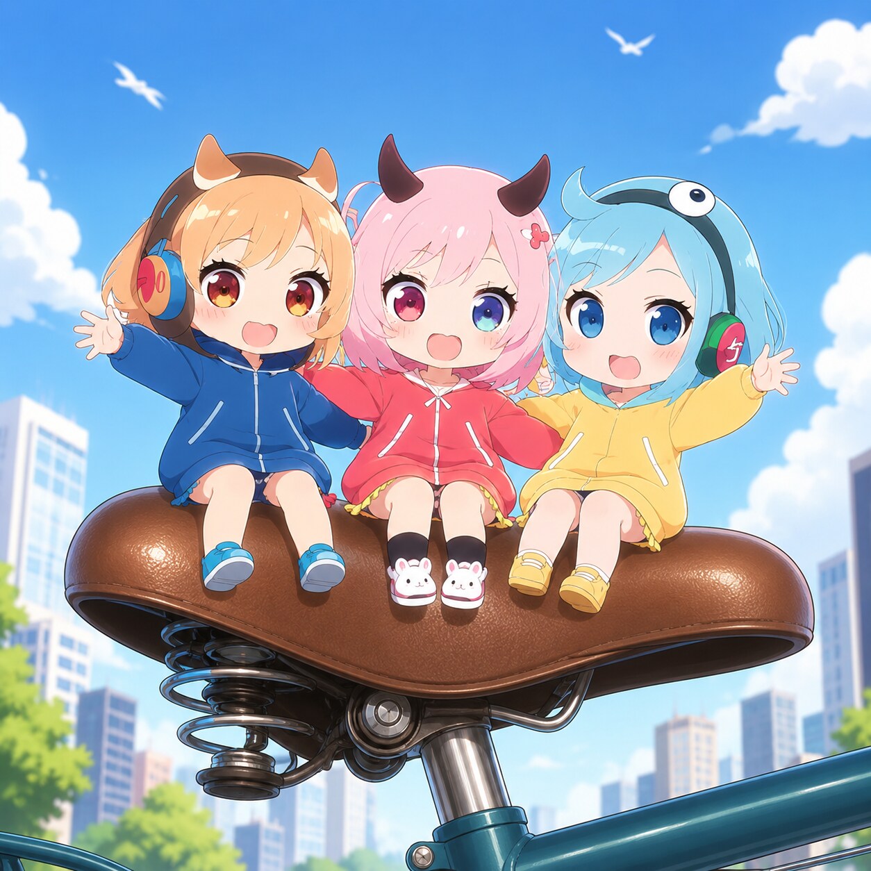 サドルに座る仲良しちゃん