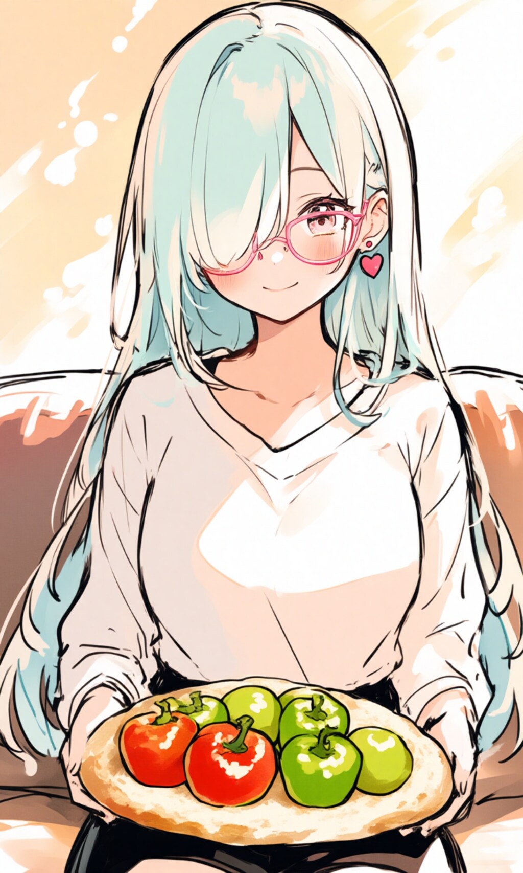 上にのせたよ、ピーマンを