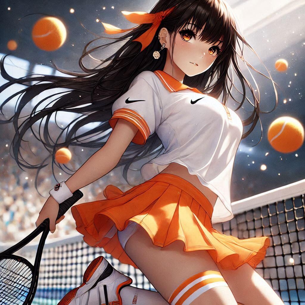 オレンジのテニスウェア