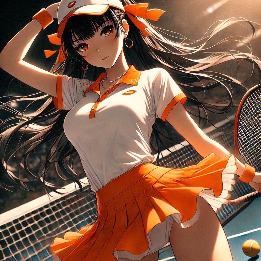 オレンジのテニスウェア