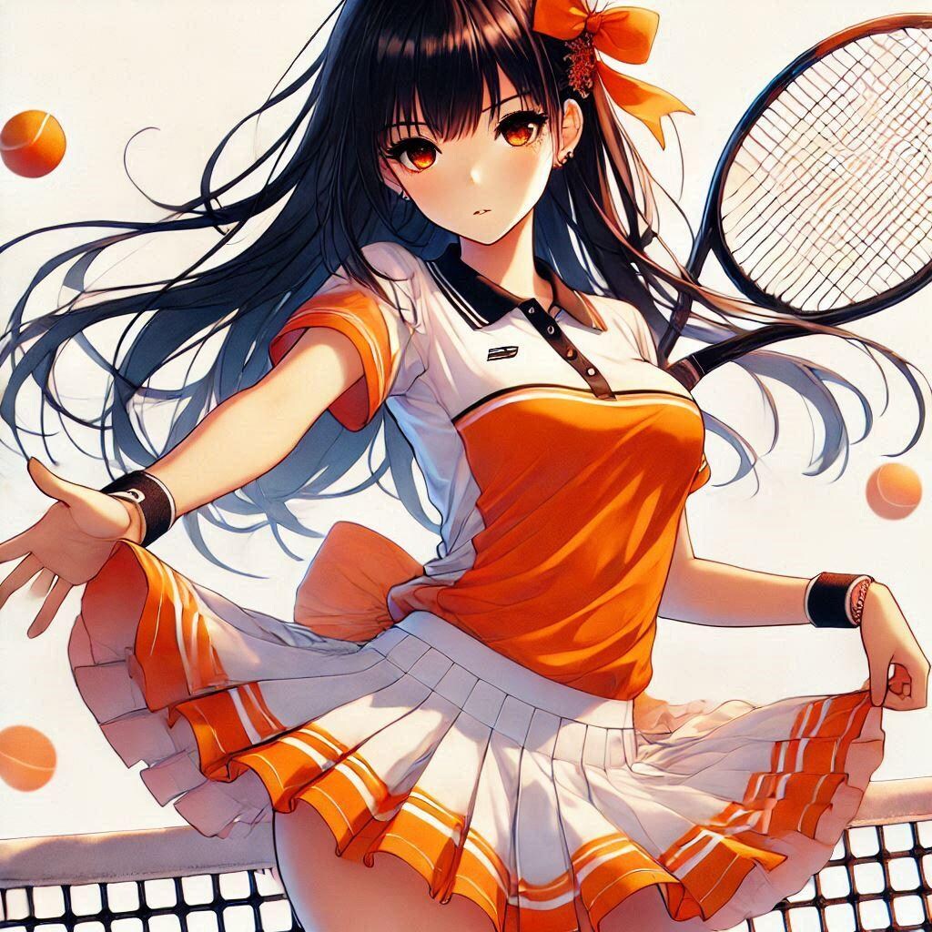 オレンジのテニスウェア