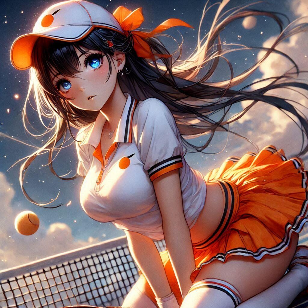 オレンジのテニスウェア