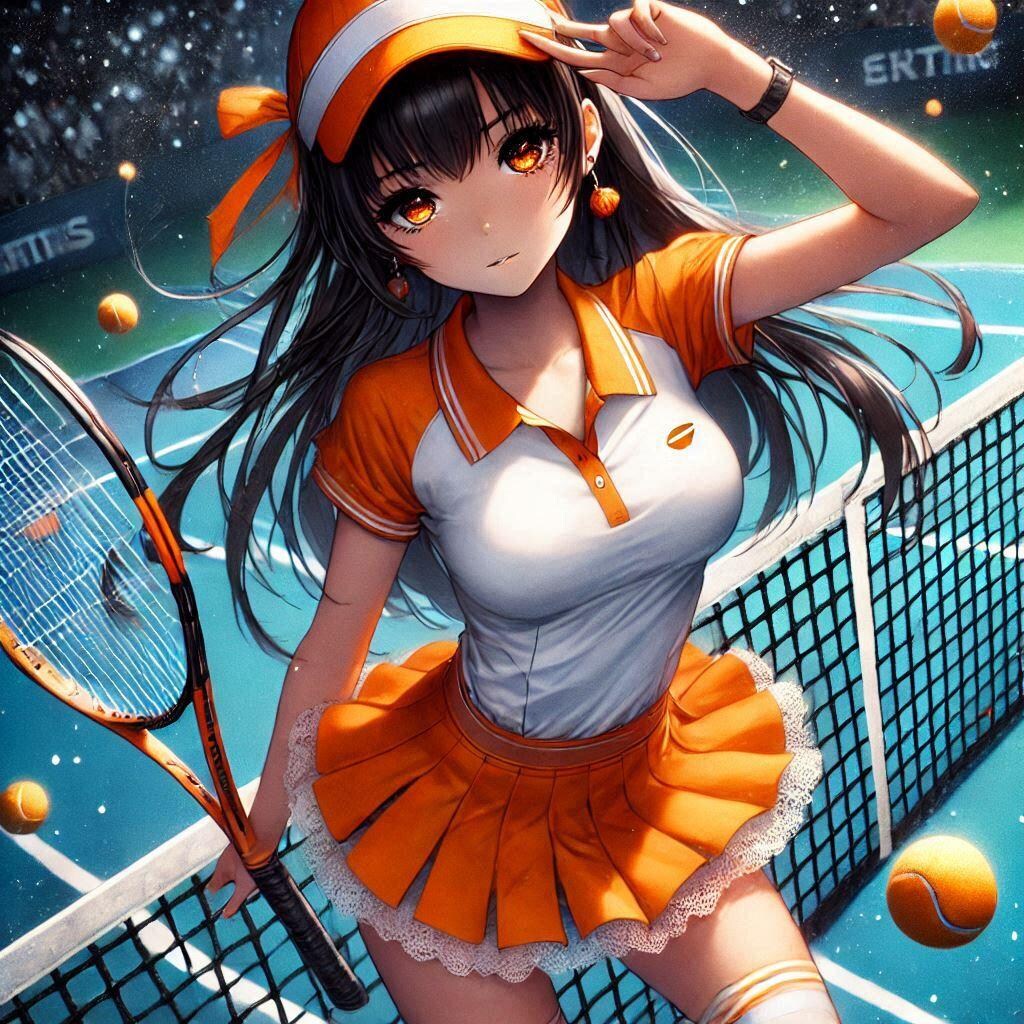 オレンジのテニスウェア