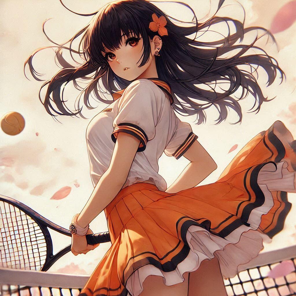 オレンジのテニスウェア