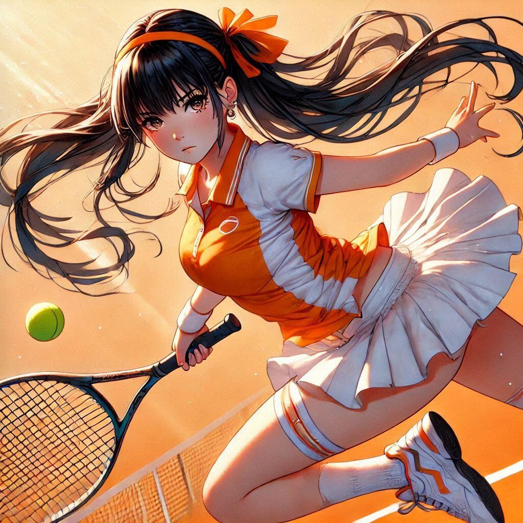 オレンジのテニスウェア