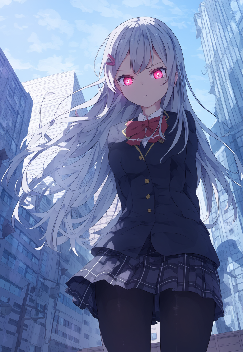 制服姿銀髪ちゃん