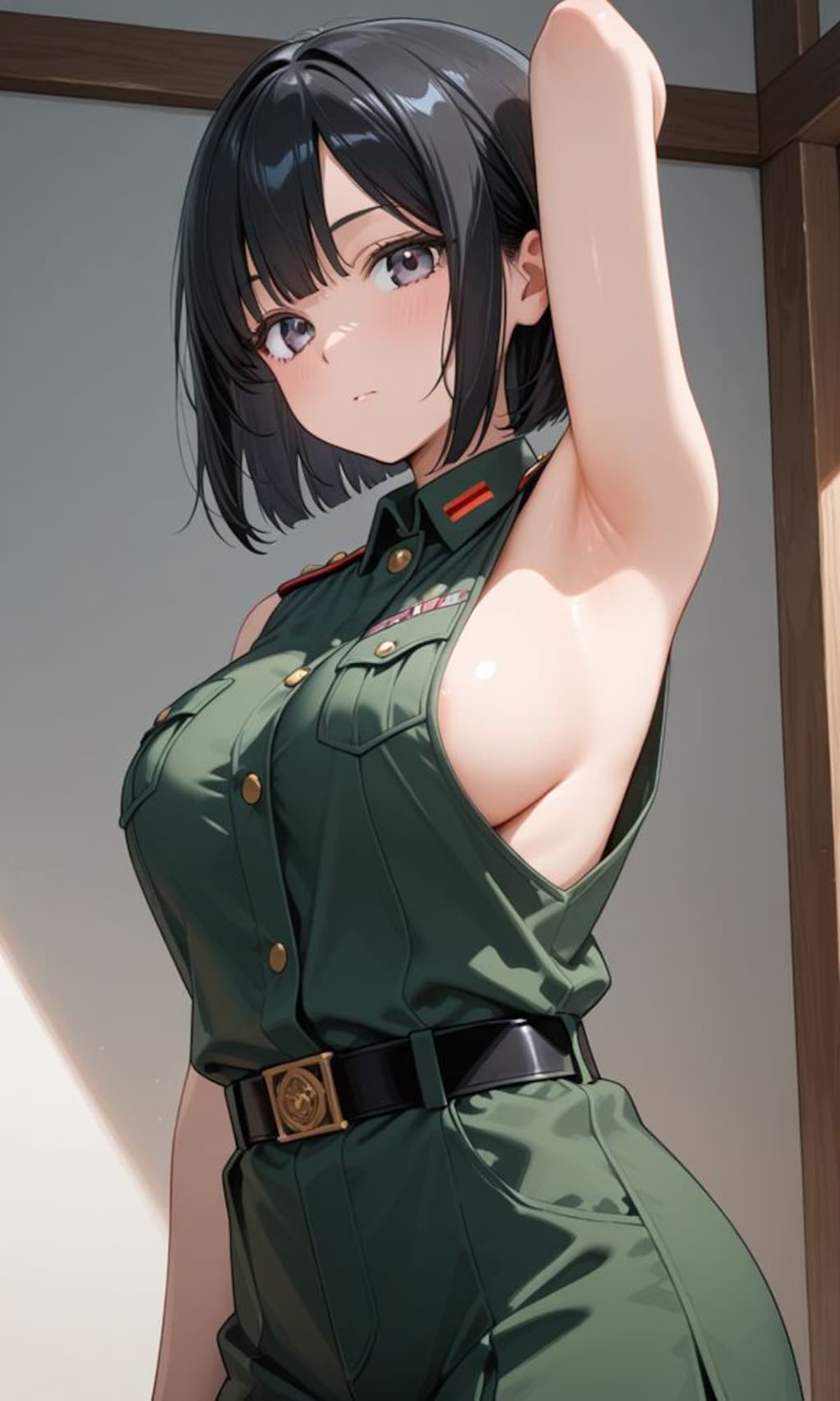 ミリタリーな腋見せ