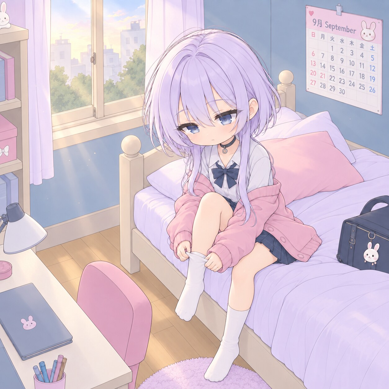 朝の準備　ちびキャラ柊子ちゃん | の人気AIイラスト・グラビア