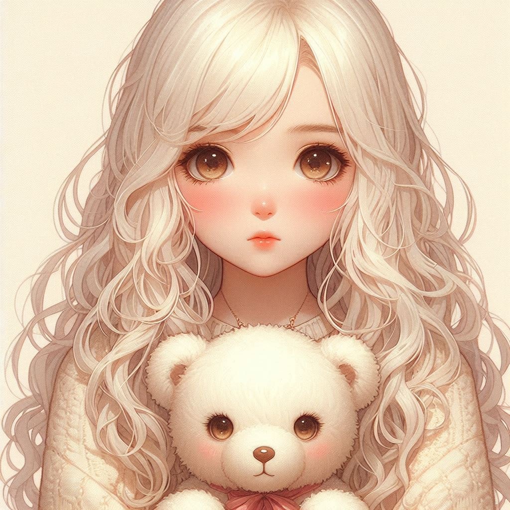 くまのぬいぐるみと可愛い女の子