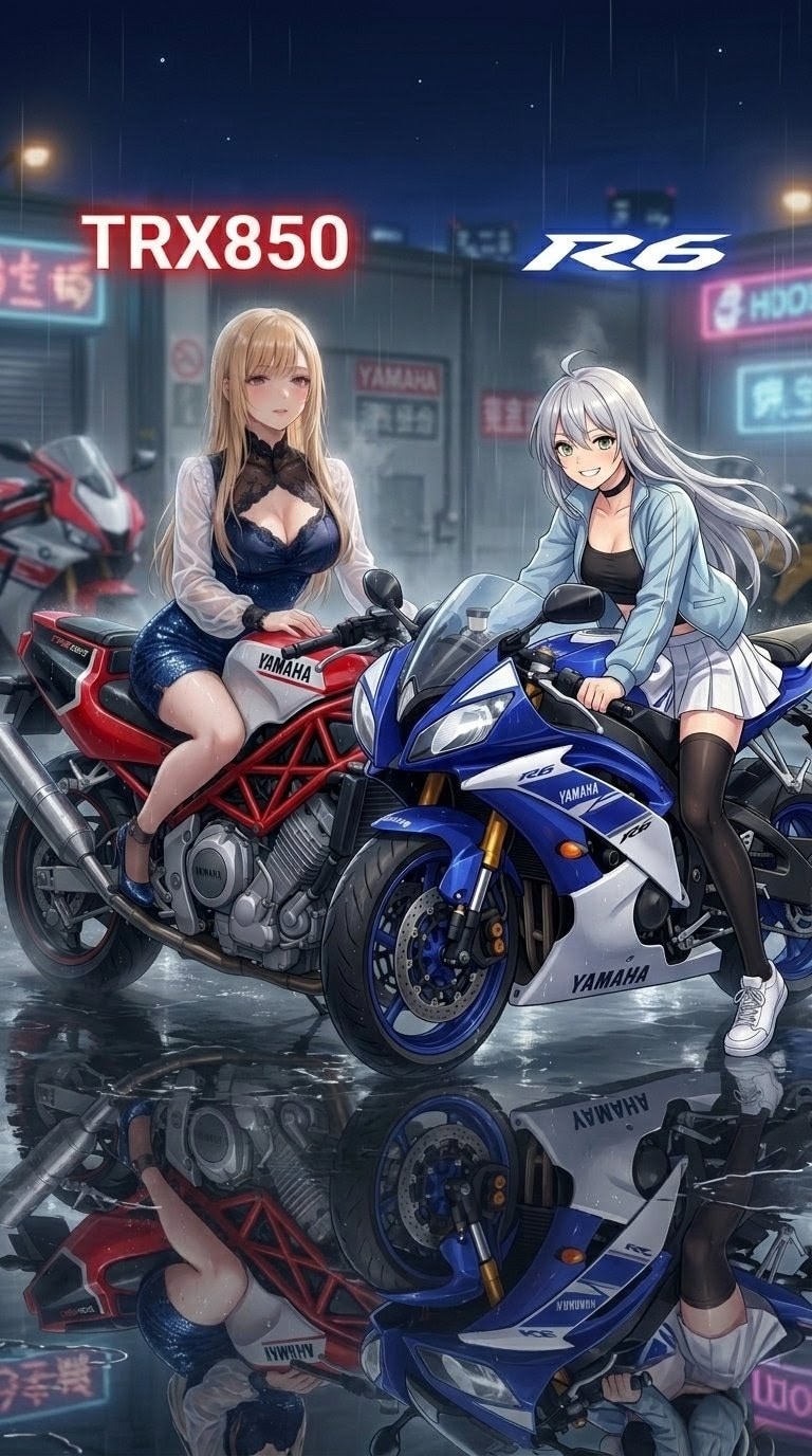 山葉ちゃんとフユキ姐さんとバイク