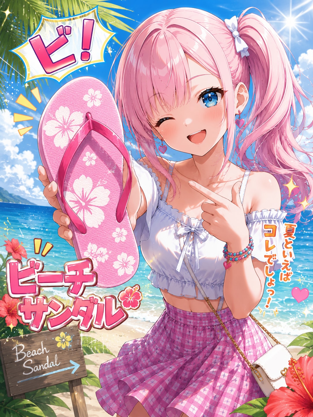 44.「び」→「ビーチサンダル」おにくさん